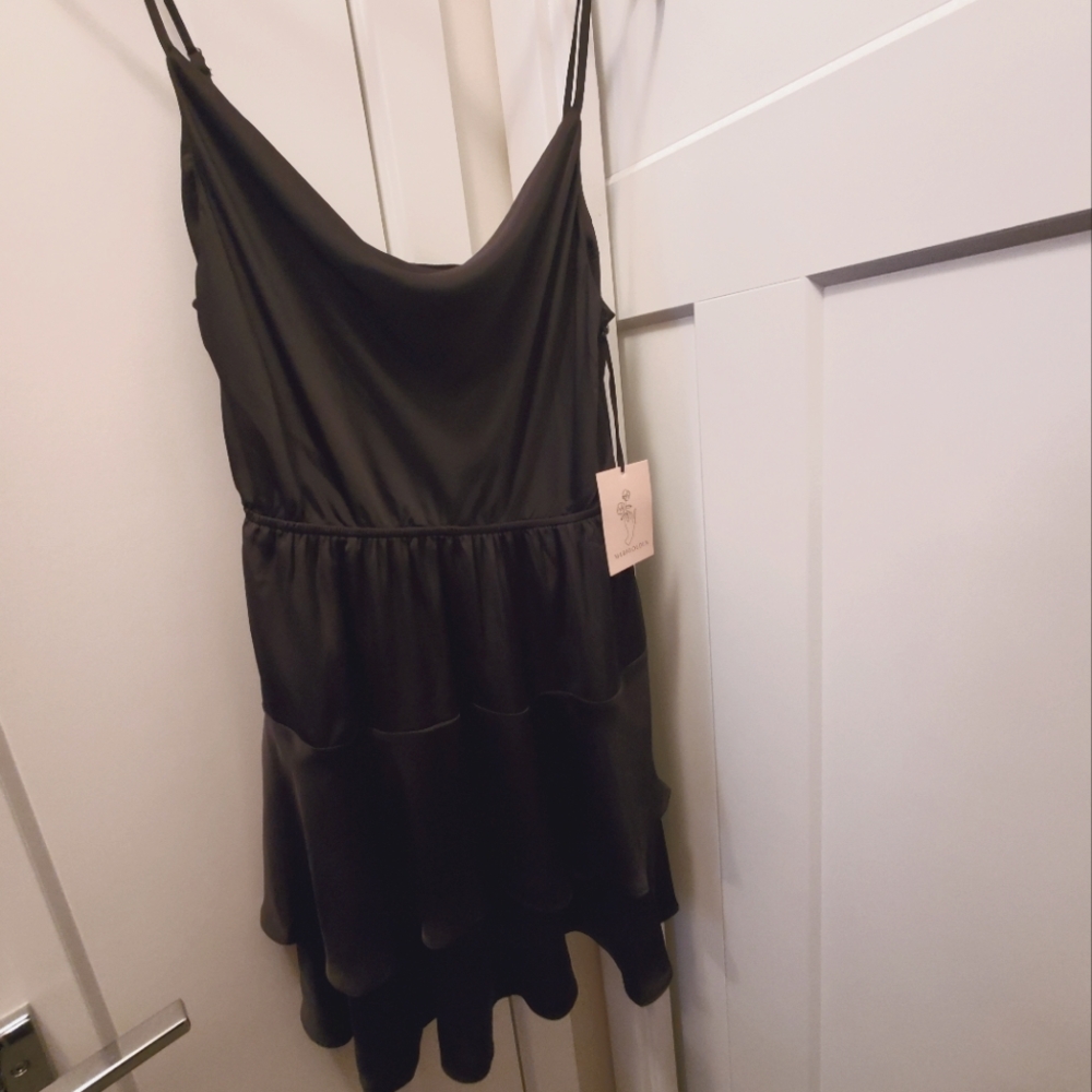 Marigolden Serendipity Satin Dress"Color: Black","Size: Medium - Picture 2 of 4